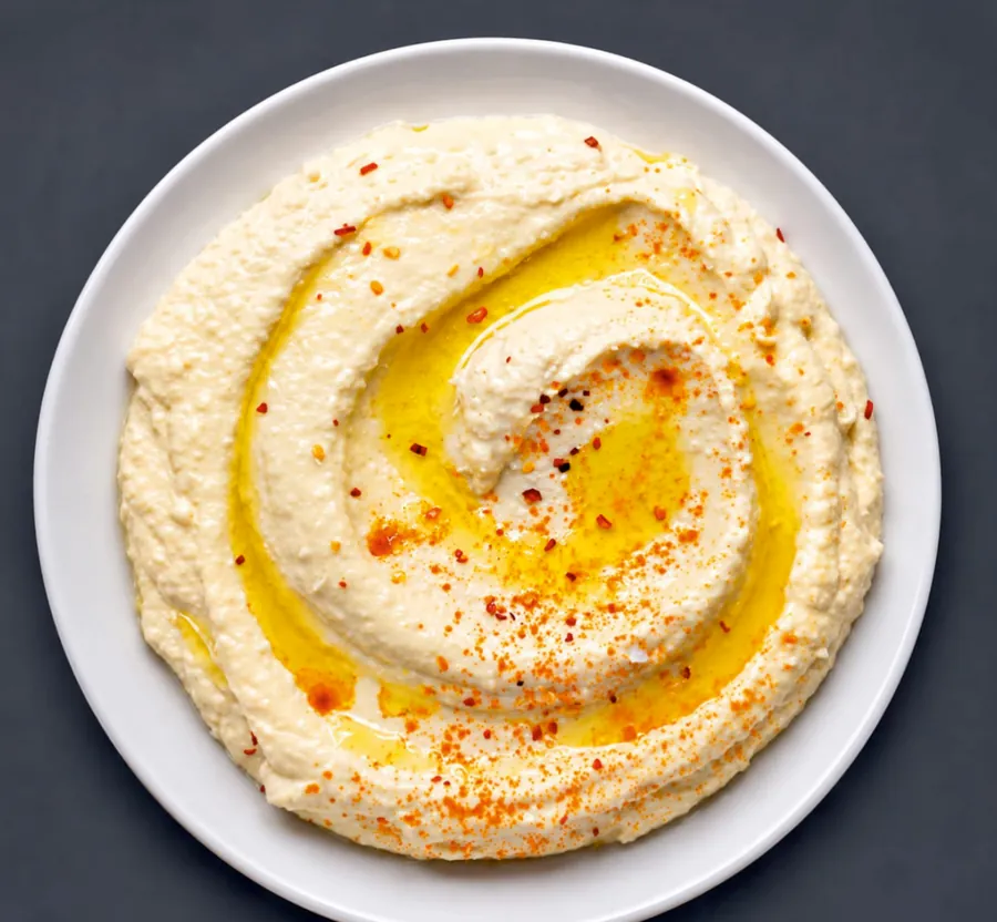 Hummus with olive oil and chilli
