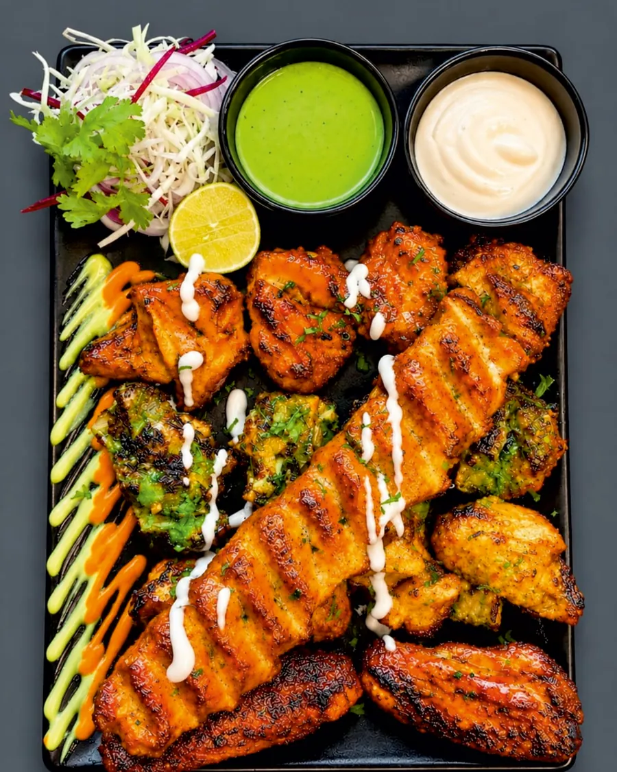 Mini platter: seekh kebab, small boneless tikka and wings