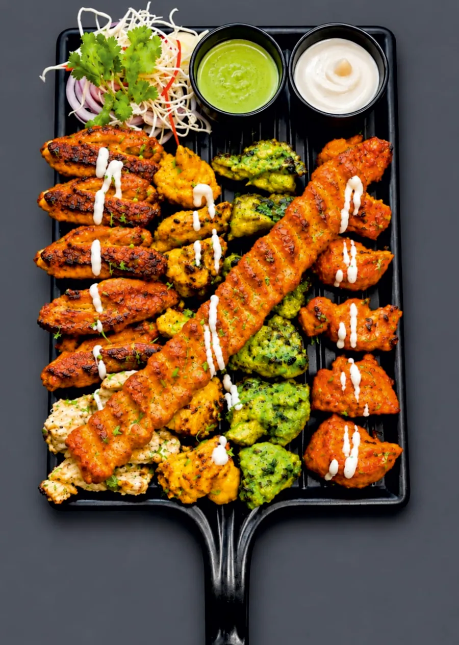 Special platter: seekh kebab, small boneless tikka and wings
